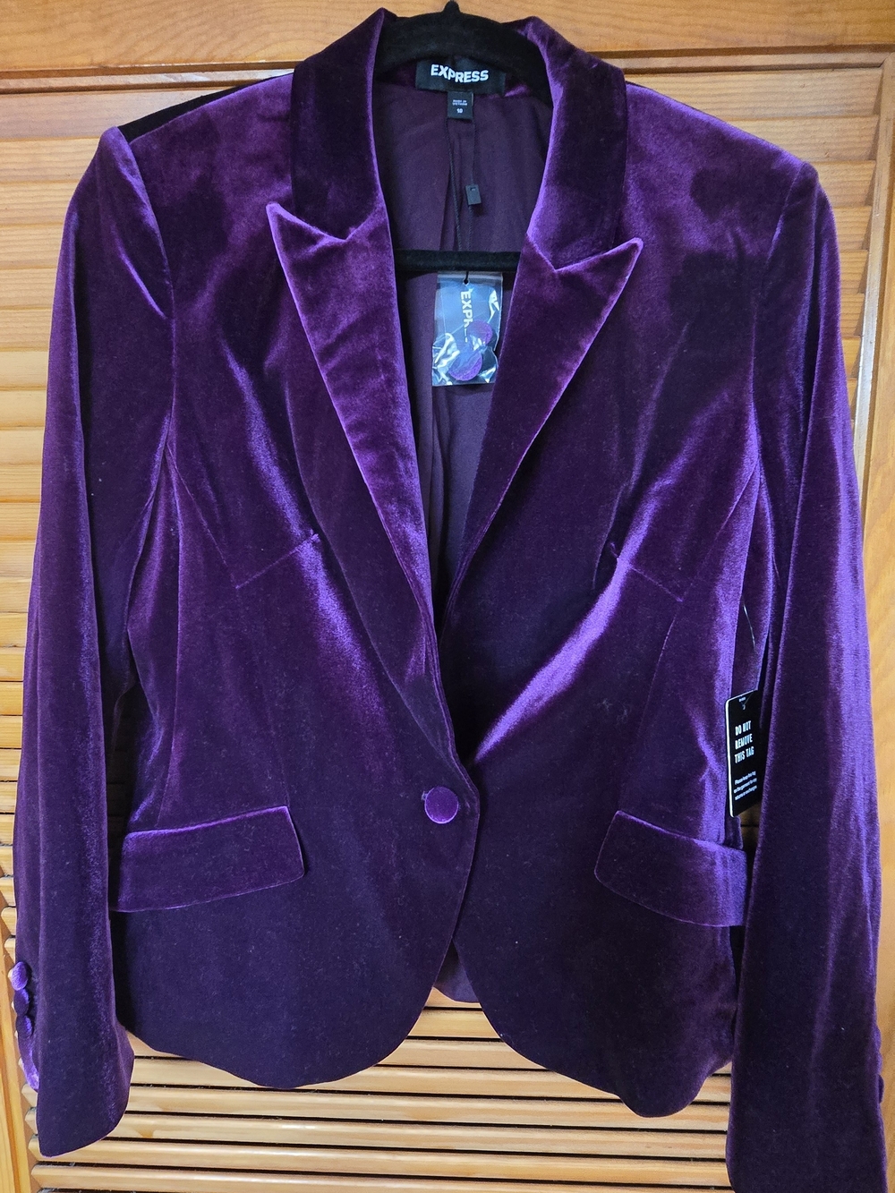 Express Purple Velvet Single-Button Blazer